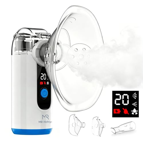 Inhalationsgerät, Leise Inhaliergeräte für Erwachsene und Kinder | Partikelgröße 1-5µm, 2 Zeitgesteuerte Sprühmodi, Automatische Reinigungsfunktion, Tragbar & USB-aufladbar