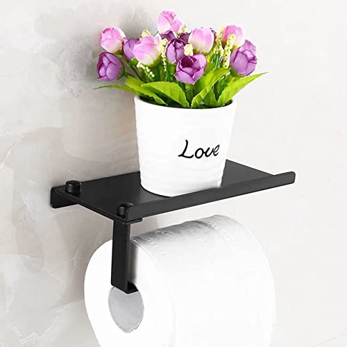 Bathroom Toilet Towel Paper Holder Phone Holder Wall Mount Wc Rolhouder Paper Holder With Shelf Towel Rack Tissue Boxes Black #TOP4
