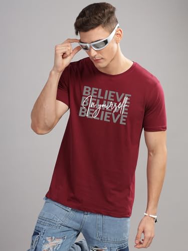 Image of ADRO 100% Cotton Lycra Tshirts for Men Combo Pack of 3 | Regular Fit | Printed T Shirt | Round Neck Half Sleeve| Mens Tshirts