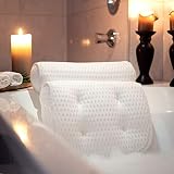 SUMTIX Badewannenkissen-Set Badekissen inkl. Peelinghandschuh & Tragetasche | Nackenkissen/Wannenkissen mit Saugnäpfen Kissen für Badewanne