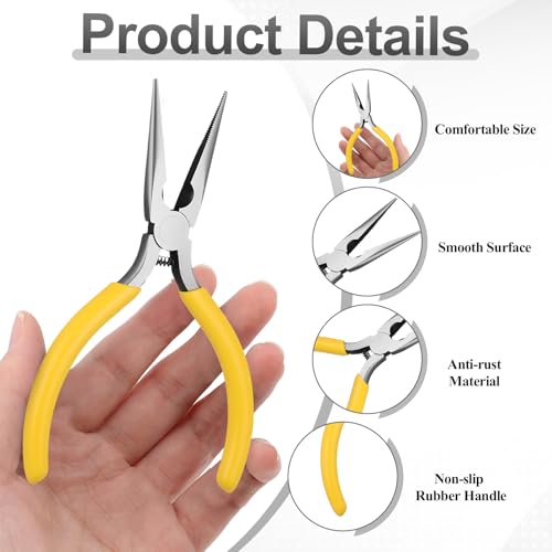 Mini Jewelry Pliers, Super Precision Jewelry Making Tools Chain Nose Pliers for Jewelry-Making Flat Nose JewelryPliers Flat NosePliers Comfort Grip Handle Craft Plier, Mini Wire Cutters 4.8 Inch 3 Mini Jewelry Pliers, Super Precision Jewelry Making Tools Chain Nose Pliers for Jewelry-Making Flat Nose JewelryPliers Flat NosePliers Comfort Grip Handle Craft Plier, Mini Wire Cutters 4.8 Inch - Image 3
