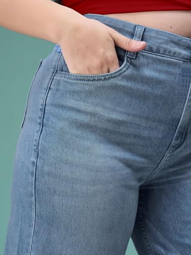 Image of Miss Chase A+ Women's Wide-Leg High Rise Regular-Length Stretchable Denim Jeans