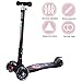 Produktbild Ice-Beauty-ukzy Kind Zusammenklappbarer Roller, Kinder 3 Räder Roller Höhenverstellbar Scooter 3 Räder Roller Tretroller Kinder Mit LED Rollen Sichere Premium Kinder Rollerblack