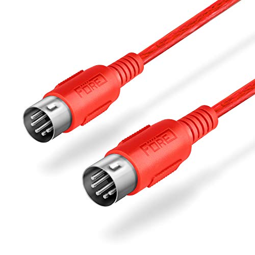 Fore Midi To Usb Interface Midi Cable Adapter With Input&Output Connecting With Keyboard/Synthesizer For Editing&Recording Track Work With Windows/Mac Os For Studio Usb 2.0 Color Black & Coral - 6.5Ft #TOP3