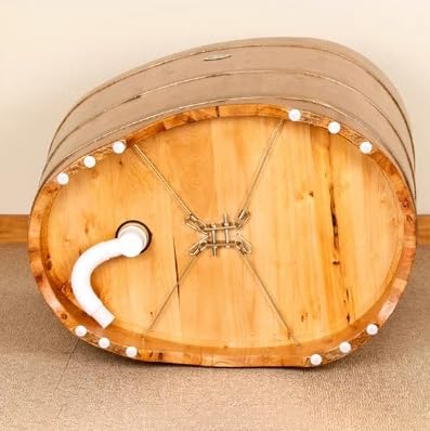 TT-YEC Tragbare Badewanne Aus Massivholz Für Zuhause, Kleine Freistehende Badewanne, rutschfeste Badewanne Mit Pop-Up-Ablassventil, Mit Isolierter Holzabdeckung, Kompakte Badewanne,H – Bild 4