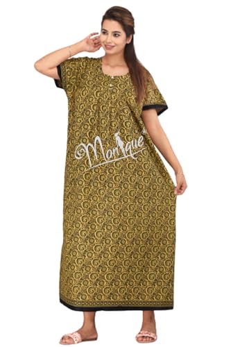 Image of Monique Brand 100% Pure Cotton Nighty for Woman | Floral Gown for Women Night Wear | Cotton Nighty for Women Stylish | Maxi for Women Cotton