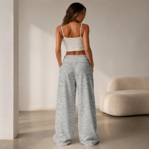Wide Leg Sweatpants Women Baggy Y2K High Rise Flare Fold Track Sweat Pants - image 3