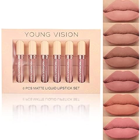 YOUNG VISION Matte Nude Liquid Lipstick Sets, Long Lasting and Waterproof Pink/Brown Lip Stick Pack Bundles, Lip Gloss/Lip Stain Makeup Set for Women, Labiales Matte Larga Duracion 24 Cover
