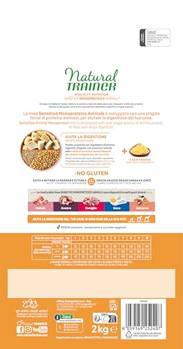 Natural Trainer Sensitive No Gluten Hundefutter für Erwachsene mit Lamm, 2 kg