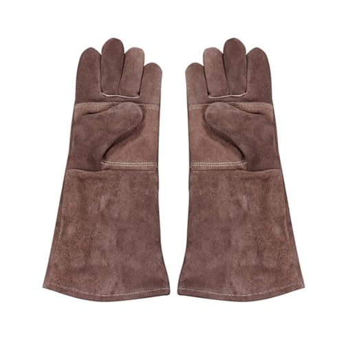Kalokairi Guantes de soldadura ignífugos, guantes de trabajo gruesos resistentes al calor con muñeca extendida para chispas y escoria para protección, material de forro polar de doble cara, 1 par