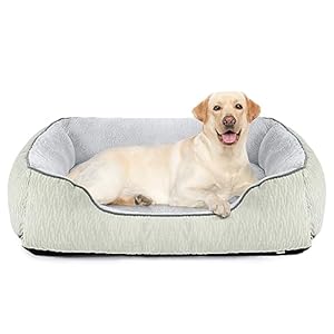 JOEJOY Soft Dog Bed for Large Dogs(89x63cm), Washable Rectangle Dog Beds, Fluffy Pet Bed for Golden Retriever, Labrador，Rottweiler, Grey