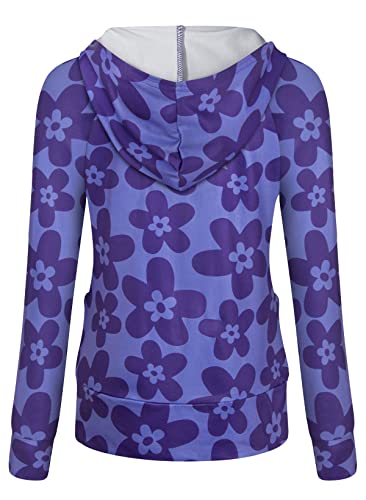 Hibelle Zip Up Sweatshirt Women Full Zip Hoodie Running Gym Lightweight Soft Hoodies With Pockets Long Sleeve Fleece Sweatshirts Zipper Thumb Holes Workout Sports Track Jacket Purple Floral Medium #TOP1