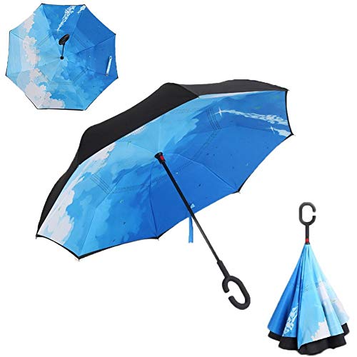 Preisvergleich Produktbild TWSJHGFV Winddichtes Umkehrfalten Doppelschicht Inverter Regenschirm Selbststand Regenschutz C-Haken Hände Für Auto, Style23