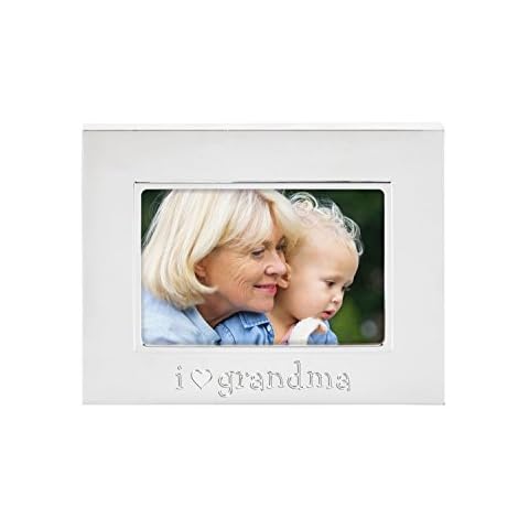 Tiny Ideas Keepsake Sentiment Photo Frame, I Love Grandma, Silver Cover