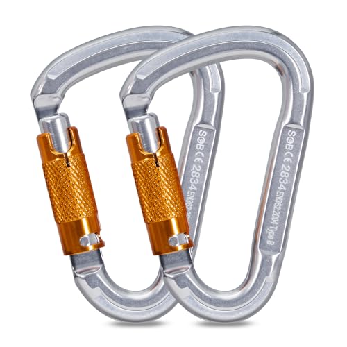 Karabiner Klettern Kletterausrüstung, Karabinerhaken aus Aluminium Karabiner Karabinerhaken für Hängematte, Schaukel, Camping, Angeln, Outdoor-Ausrüstung(25KN, 2 Pack)