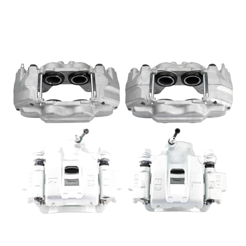 Image of TRQ Front and Rear Brake Caliper Set Zinc Coated Brackets Hardware Compatible with 2003-2009 Toyota 4Runner