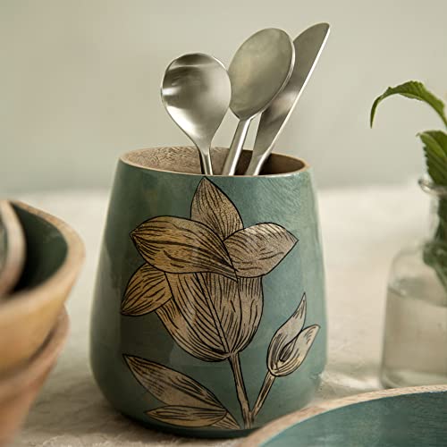 Image of Ellementry Iris Cutlery Holder & Organizer Stand for Spoons, Forks & Knives, Modern Counter Top Tableware Storage Box for Kitchen & Dining Table, Utensil Organizer for Home & Office