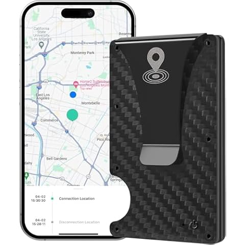Trackable Wallet for Men, Bluetooth Smart Wallet with Location Tracker, Anti-Lost, RFID Blocking, Slim Minimalist Wallet for Men, Credit Card Holder & Money Clip (Carbon Black) Cover