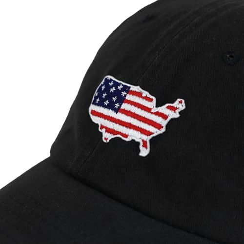 Image of USA Flag & Embroidery Premium 100% Cotton Low Profile Adjustable Baseball Dad Cap