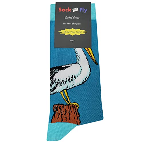Pelican Dress Socks Funny Novelty Crazy Fun Design Men Size 8-12 Cotton Casual Crew Colorful Funky Fancy Socks Gift for Men4