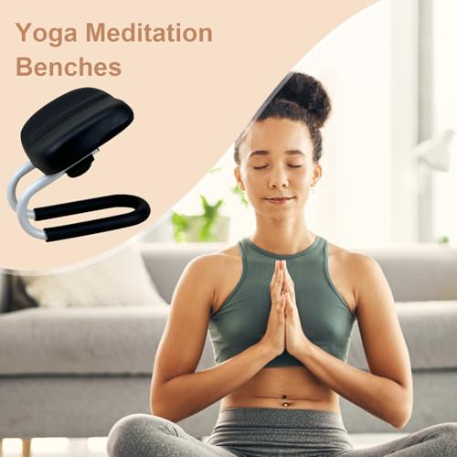 Meditation Stool Kneeling, Prayer Meditation Bench with Sponge Cushion, Adjustable Height Metal Frame Yoga Stool, Non-Slip Leg Sleeve, Hip Support - Image 6