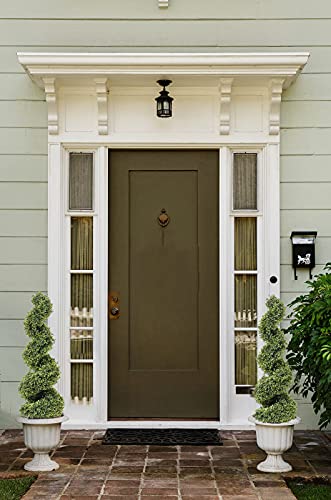 35 Inch Artificial Boxwood Topiary Tree Spiral Plants Fake Faux Plant Decor In Plastic Pot Green Indoor Or Outdoor, Set Of 2 #TOP6