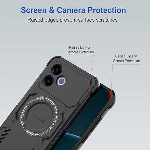 Image of Zapcase Back Case Cover for Oppo F33 Pro 5G | Magnetic Case with Built-in Metal Ring | Supports MagSafe Charger, Wallet & Car Mount | Shockproof Hybrid PC + TPU | Black