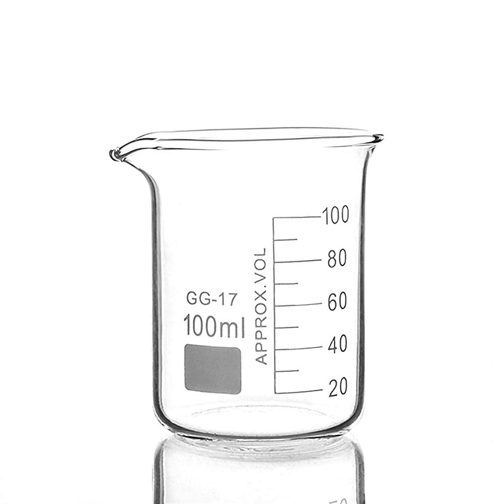MaGiLL Living Equipment Laboratory 10 Bicchieri da 100 ml in Vetro in Forma Bassa per Bilancia da Laboratorio di Chimica Misurazione di Forniture per Ufficio per l'istruzione addensata (100 ml)