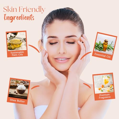 Image of Wavertree & London Peach Bellini Scented Natural Soap (2 Bars), 7oz Moisturizing French Triple Milled Soap Bars enriched with shea butter - Pure Plant Based Bath & Body Bars for All Skin Types