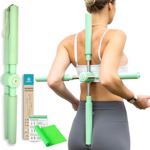 BodyTree Posture Corrector - Yoga Cross Stick - Back Pain Relief for Men and Women - Stretcher and Straightener for Upper and Lower Back - Stretch Pole - Neck Hump Equipment - Sets bar