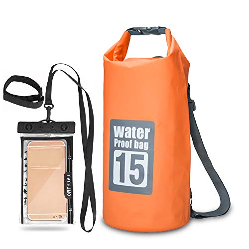 Andoer 5L / 10L / 15L / 20L Mochila seca impermeável ao ar livre, bolsa flutuante roll-top com capa