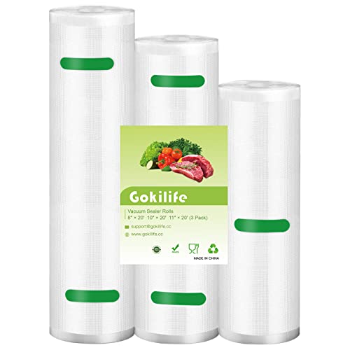 Gokilife 3-Pack Vacuum Sealer Bag Rolls for Food Preservation