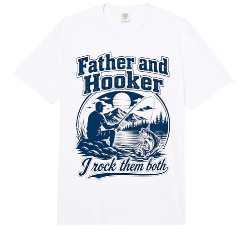 Father Hooker Fishing Dad Funny Angler Fathers Day Papa Comfort Colors Adult Heavyweight T-Shirt
