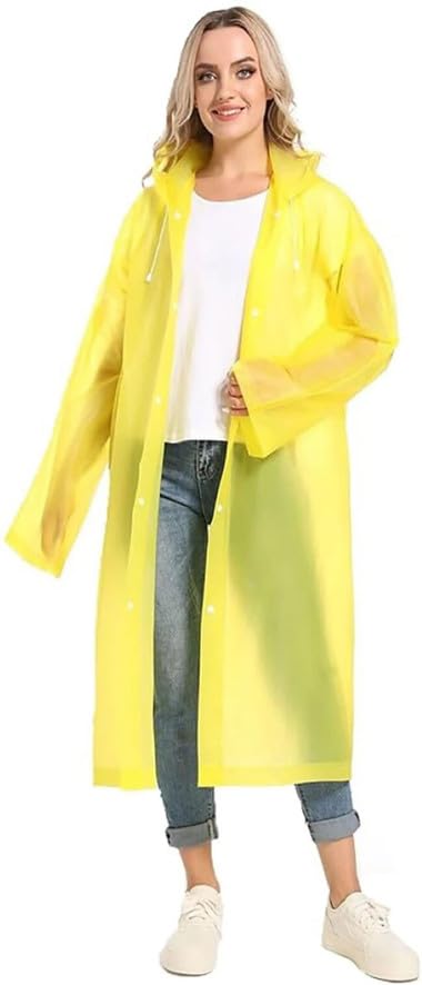 Unisex Emergency Raincoat with Hood, Reusable Rain Poncho, Yellow-picture-24