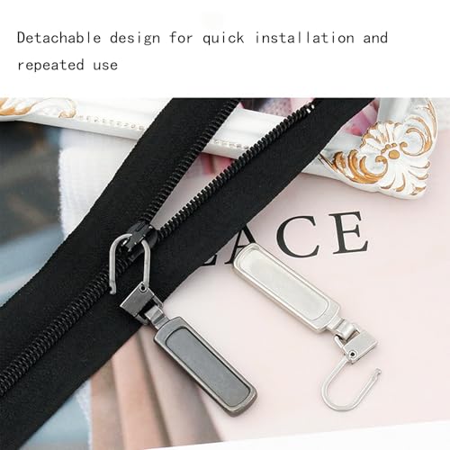 20 PCS Zipper Pull Replacement，Detachable Metal Zippers Pulls，Repair Metal Zipper Handle/Head Cord Extender Mend Fixer Slider for Luggage Clothing Jackets Backpacks Boots Purse Coat Universal Extender - Thumbnail 4