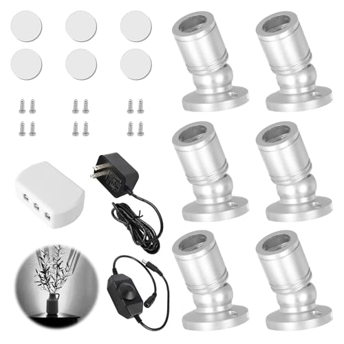 Image of LED Mini Spot Light, 6PCS 1.5W 5V Dimmable Spotlight Accent Lights for Artwork Display, Jewelry Showcase, Museum Cabinet, Retail Store Lighting (6400K, Daylight)