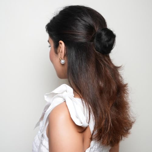 Image of Nish Hair Human Hair Mini Unisex Clip-On Bun (Natural Black) - 100% Human Hair, Natural Look, Easy to Wear
