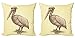 ABAKUHAUS Vintage Jaune Lot de Housses de Coussin en 2 pièces, Sketchy Pelican, Impression Numérique Recto-Verso Zippée, 45 cm x 45 cm, Jaune pâle et Brun