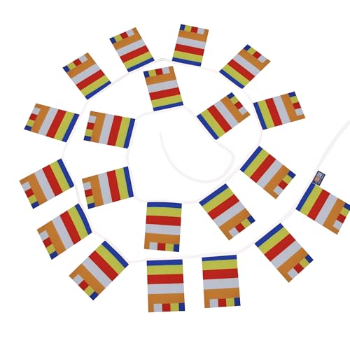 Image of AZ FLAG Buddhist 6 meters BUNTING Flag 20 flags 9'' x 6'' - Buddhism STRING flags 15 x 21 cm