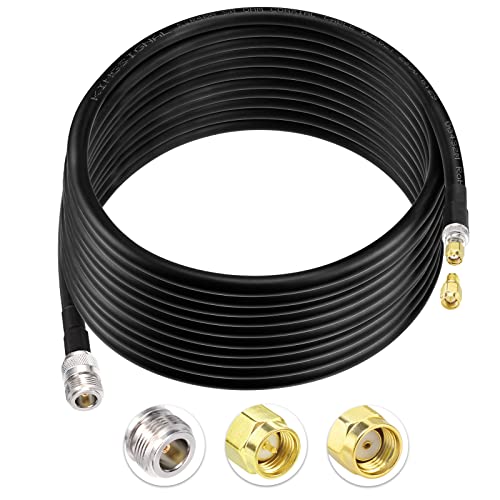 Bingfu Lora Antenna 20ft ALSR400 Ultra Low Loss RF Extention Cable - N Female to RP-SMA Male - with SMA Male Adapter Compatible with Helium HNT BOBCAT Miner SyncroBit Gateway Sensecap Hotspot Antennas