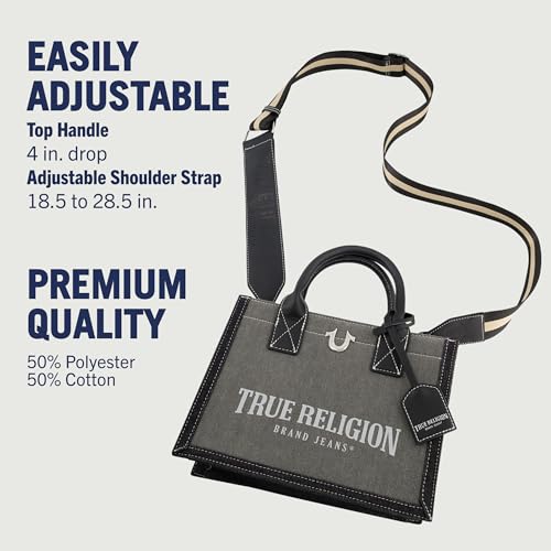 Image of True Religion Women's Tote Bag, Medium Travel Purse Handbag with Adjustable Shoulder Strap and Horseshoe Logo