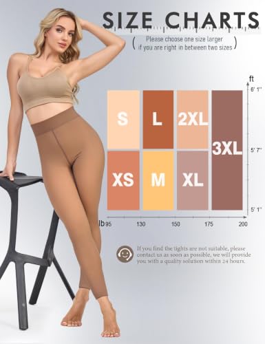 Image of Fleece Lined Tights Footless Women Sheer Warm Pantyhose Leggings Toeless Fake Translucent Thermal Thick Winter No Feet Tights