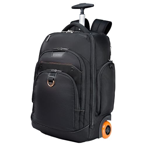 EVERKI Großer Rollrucksack mit verstellbarem Fach, Schwarz, 17.3-Inch, Umweltfreundlicher Atlas
