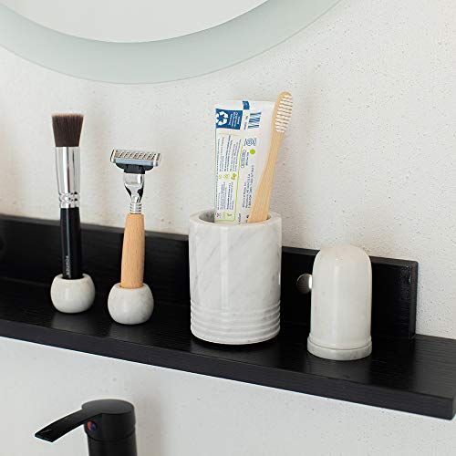 Jimei Natural Marble Spa Collection Tumbler Toothbrush Holder Makeup Brush Holder Bathroom Countertop Organizer #TOP5