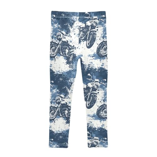 Boccsty Blue Motorcycles Pattern Girls Leggings Kids Yoga Pants Dance Active Tights 4T2