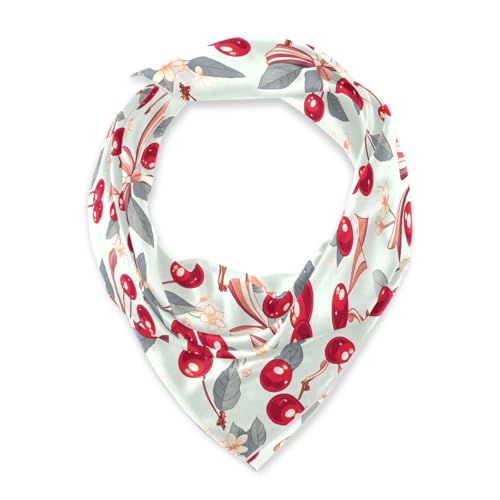 Satin Head Scarf for Women Silk Hair Scarves Bandana Neck Scarf Cherry Bow Retro Neckerchief Square 35x35 in2