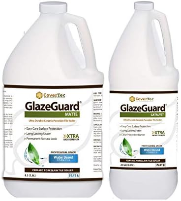 GlazeGuard Matte Floor Sealer Wall Sealer for Ceramic, Porcelain, Stone Tile Surfaces (0.75 Gal - Prof Grade (2) Part Kit)