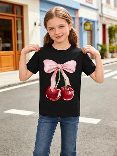 Image of Girls' Graphic Tees Summer Cute Tops Casual Short Sleeve Crew Neck T Shirts