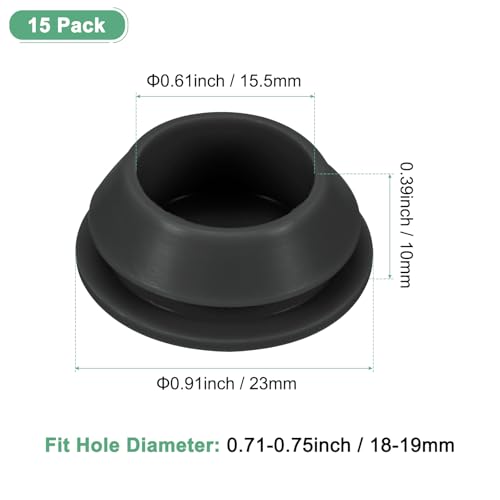 Image of M METERXITY 15-Packs Silicone Hole Plugs, Snap in Locking Hole Plugs for 18-19mm Hole, Round Hole Rubber Plug Kitchen Bulkheads Waterproof Sealing Plugs [Black]