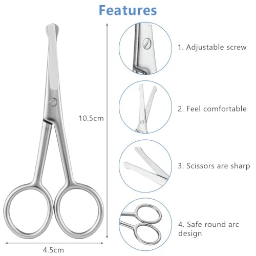 Adiwo Hundehaarschere Fellschere,10.5cm Aus Edelstahl Fellschere Pfotenschere Abgerundete Schere Hund Pfotenschere für Hunde Haustierschere Schere Hundehaare Schneiden für eine perfekte Fellpflege